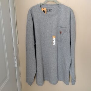 NWT Carhartt One Pocket Men's Long Sleeve Tee T Shirt Gray M Work